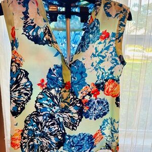 J. Crew Blue floral  Sleeveless Blouse